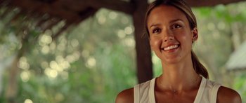 Movie still from “Mechanic: Resurrection” (2016), directed by Dennis Gansel – A person wearing a white shirt; Close Up shot, Over the shoulder angle