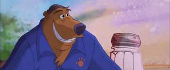 Movie still from “Middle School: The Worst Years of My Life” (2016), directed by Steve Carr – A cartoon dog in a blue shirt; Close Up shot, Low angle