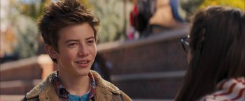 Movie still from “Middle School: The Worst Years of My Life” (2016), directed by Steve Carr – A person with a jacket on; Close Up shot, Over the shoulder angle