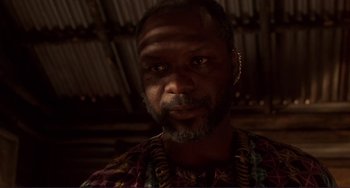 Movie still from “Mighty Joe Young” (1998), directed by Ron Underwood – A person with a beard; Close Up shot, Low angle