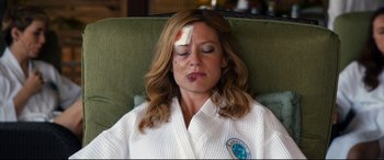 Movie still from “Mike and Dave Need Wedding Dates” (2016), directed by Jake Szymanski – A woman with bandage on her head and face; Close Up shot, High angle