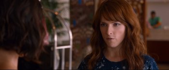 Movie still from “Mike and Dave Need Wedding Dates” (2016), directed by Jake Szymanski – A person with long red hair; Close Up shot, Over the shoulder angle