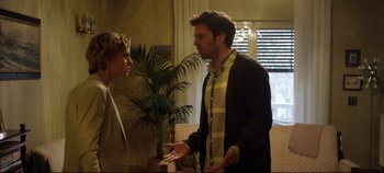 Movie still from “Monday” (2020), directed by Argyris Papadimitropoulos – A man and a woman talking to each other; Medium shot, Over the shoulder angle