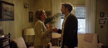 Movie still from “Monday” (2020), directed by Argyris Papadimitropoulos – A man and a woman talking to each other; Medium shot, Over the shoulder angle