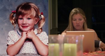 Movie still from “Morning Light” (2008), directed by Mark Monroe – A young girl and a young woman sitting in front of a computer; Close Up shot, High angle