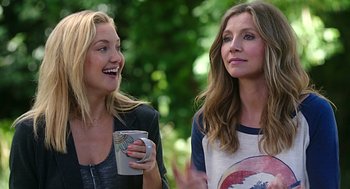 Movie still from “Mother's Day” (2016), directed by Garry Marshall – Two women are talking to each other while holding a cup; Close Up shot, Over the shoulder angle