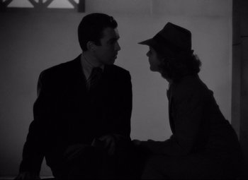 Movie still from “Mr. Smith Goes to Washington” (1939), directed by Frank Capra – A man and a woman talking to each other; Medium shot, Low angle