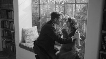 Movie still from “Much Ado About Nothing” (2012), directed by Joss Whedon – A black and white photo of a man and a woman dancing; Medium shot, Over the shoulder angle