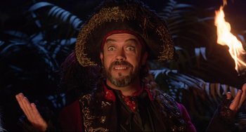 Movie still from “Muppet Treasure Island” (1996), directed by David Lane – A man with a beard wearing a pirate's hat; Close Up shot, Over the shoulder angle