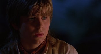 Movie still from “Muppet Treasure Island” (1996), directed by David Lane – A person with long brown hair; Close Up shot, Over the shoulder angle
