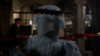 Movie still from “Muppets Most Wanted” (2014), directed by James Bobin – The head of a stuffed bird; Close Up shot, Low angle