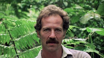 Movie still from “My Best Fiend” (1999), directed by Werner Herzog – A person with a beard and mustache; Close Up shot, Low angle