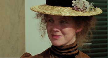 Movie still from “My Brilliant Career” (1979), directed by Gillian Armstrong – A person wearing a hat; Close Up shot, Low angle