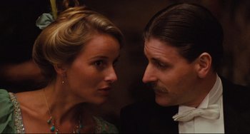 Movie still from “My Brilliant Career” (1979), directed by Gillian Armstrong – A man and a woman looking at one another; Close Up shot, Low angle