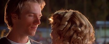 Movie still from “Never Been Kissed” (1999), directed by Raja Gosnell – Two people face to face; Close Up shot, Low angle