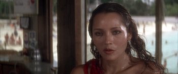 Movie still from “Never Say Never Again” (1983), directed by Irvin Kershner – A person with wet hair; Close Up shot, Low angle
