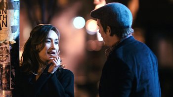 Movie still from “New York, I Love You” (2008), directed by Wen Jiang – A man and a woman talking to each other outside; Close Up shot, Over the shoulder angle