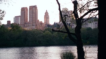 Movie still from “New York, I Love You” (2008), directed by Wen Jiang – A view of a city from across a river; Extreme Wide shot, High angle