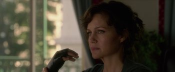 Movie still from “Gerald's Game” (2017), directed by Mike Flanagan – A person looking at something; Close Up shot, Over the shoulder angle