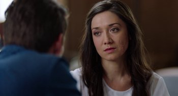 Movie still from “Nightmare Cinema” (2018), directed by Alejandro Brugués – A woman is looking at a man in front of him; Close Up shot, Over the shoulder angle