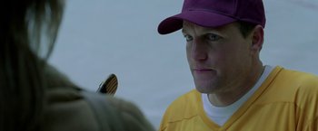 Movie still from “North Country” (2005), directed by Niki Caro – A person wearing a hat; Close Up shot, Over the shoulder angle