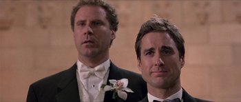 Movie still from “Old School” (2003), directed by Todd Phillips – Two men in tuxedos looking at the camera; Close Up shot, Low angle