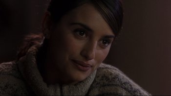 Movie still from “Open Your Eyes” (1997), directed by Alejandro Amenábar – A woman's face in a sweater; Close Up shot, Over the shoulder angle
