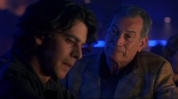 Movie still from “Open Your Eyes” (1997), directed by Alejandro Amenábar – A man and a young man looking at each other; Close Up shot, Over the shoulder angle