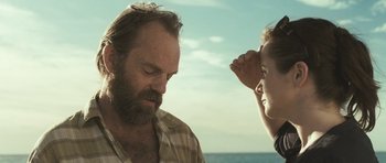 Movie still from “Oranges and Sunshine” (2010), directed by Jim Loach – A man and a woman looking at one another; Close Up shot, Over the shoulder angle