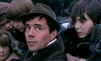 Movie still from “Our Mother's House” (1967), directed by Jack Clayton – A person wearing a hat; Close Up shot, Over the shoulder angle