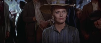 Movie still from “Paint Your Wagon” (1969), directed by Joshua Logan – A person wearing a hat; Close Up shot, Low angle