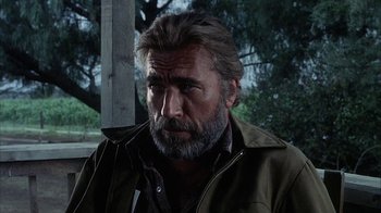 Movie still from “Phase IV” (1974), directed by Saul Bass – A person with a beard; Close Up shot, Low angle