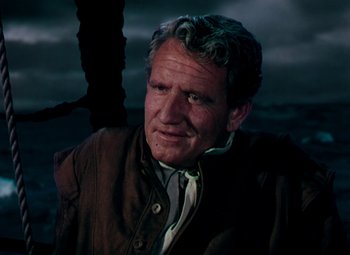 Movie still from “Plymouth Adventure” (1952), directed by Clarence Brown – A person wearing a jacket; Close Up shot, High angle