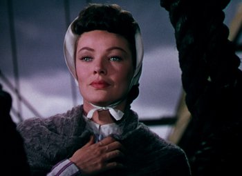 Movie still from “Plymouth Adventure” (1952), directed by Clarence Brown – A person wearing a hat; Close Up shot, Low angle