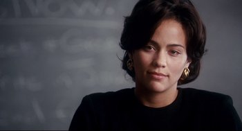 Movie still from “Precious” (2009), directed by Lee Daniels – A person wearing a black shirt; Close Up shot, Over the shoulder angle