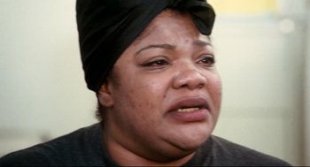 Movie still from “Precious” (2009), directed by Lee Daniels – A person wearing a turban; Close Up shot, High angle