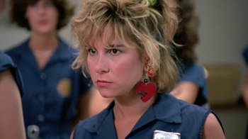 Movie still from “Pretty in Pink” (1986), directed by Howard Deutch – A person wearing a blue shirt; Close Up shot, Low angle