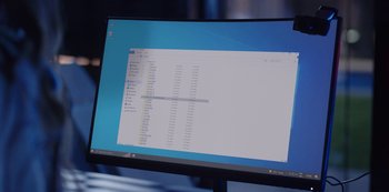 Movie still from “Private Lesson” (2022), directed by Kivanç Baruönü – A computer screen with a computer screen showing a computer screen with a computer screen showing a computer screen showing a computer screen; Extreme Close Up shot, Over the shoulder angle