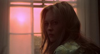 Movie still from “Puzzle of a Downfall Child” (1970), directed by Jerry Schatzberg – A woman with long brown hair standing in front of a window; Close Up shot, Low angle