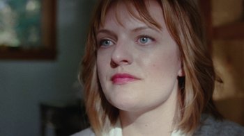 Movie still from “Queen of Earth” (2015), directed by Alex Ross Perry – A person with blue eyes; Close Up shot, Low angle