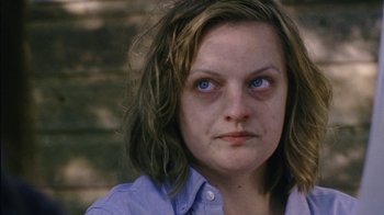 Movie still from “Queen of Earth” (2015), directed by Alex Ross Perry – A person with blue eyes; Close Up shot, High angle