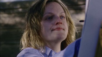 Movie still from “Queen of Earth” (2015), directed by Alex Ross Perry – A person with long blonde hair; Close Up shot, Low angle