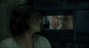 Movie still from “Quills” (2000), directed by Philip Kaufman – A man and a woman looking in a mirror; Close Up shot, Over the shoulder angle