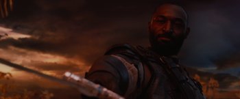 Movie still from “Red Riding Hood” (2011), directed by Catherine Hardwicke – A person holding a sword; Close Up shot, Low angle