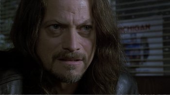 Movie still from “Reindeer Games” (2000), directed by John Frankenheimer – A person with long hair; Close Up shot, Over the shoulder angle