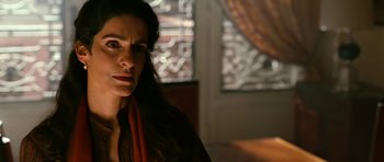 Movie still from “Rendition” (2007), directed by Gavin Hood – A person wearing a scarf near a window; Close Up shot, Low angle