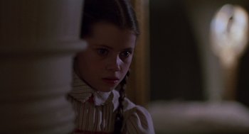 Movie still from “Return to Oz” (1985), directed by Walter Murch – A young girl is looking at the camera; Close Up shot, Low angle