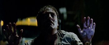 Movie still from “Road Games” (1981), directed by Richard Franklin – A person looking up at the sky; Close Up shot, Low angle