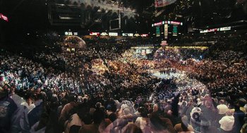 Movie still from “Rocky Balboa” (2006), directed by Sylvester Stallone – A large crowd of people in an indoor arena; Extreme Wide shot, High angle