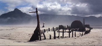 Movie still from “Ryan's Daughter” (1970), directed by David Lean – An image of an old graveyard on the beach; Extreme Wide shot, Low angle
